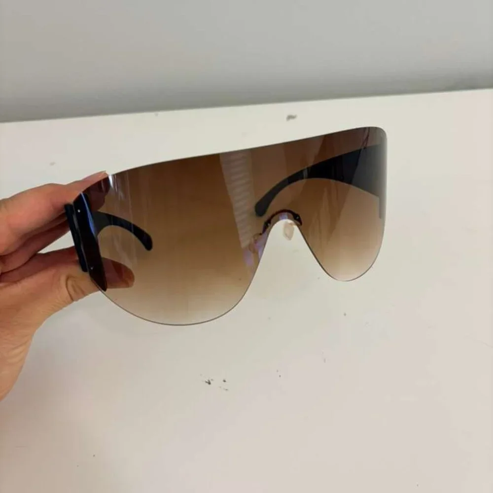 Shield Sunglasses Oversized Brown Fashion Visor‎ Sun Glasses Women XL Cover Face